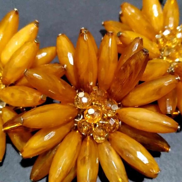 Vintage Retro Orange Flower Costume Jewelry Choker - Picture 3 of 3
